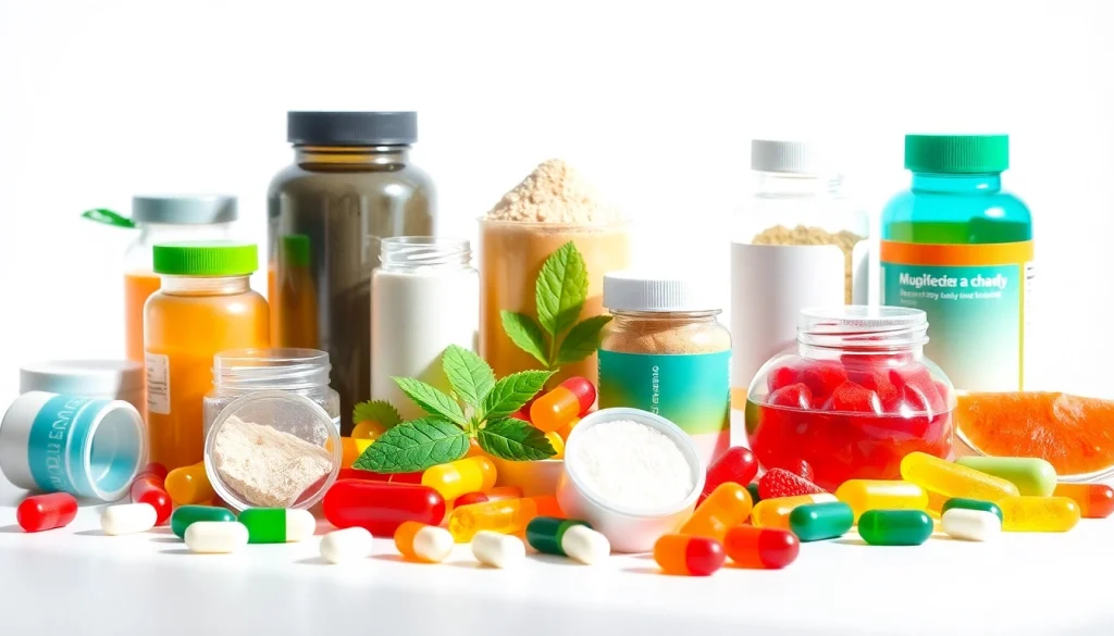 Showcase of dietary supplements in various forms, highlighting their natural colors and benefits.