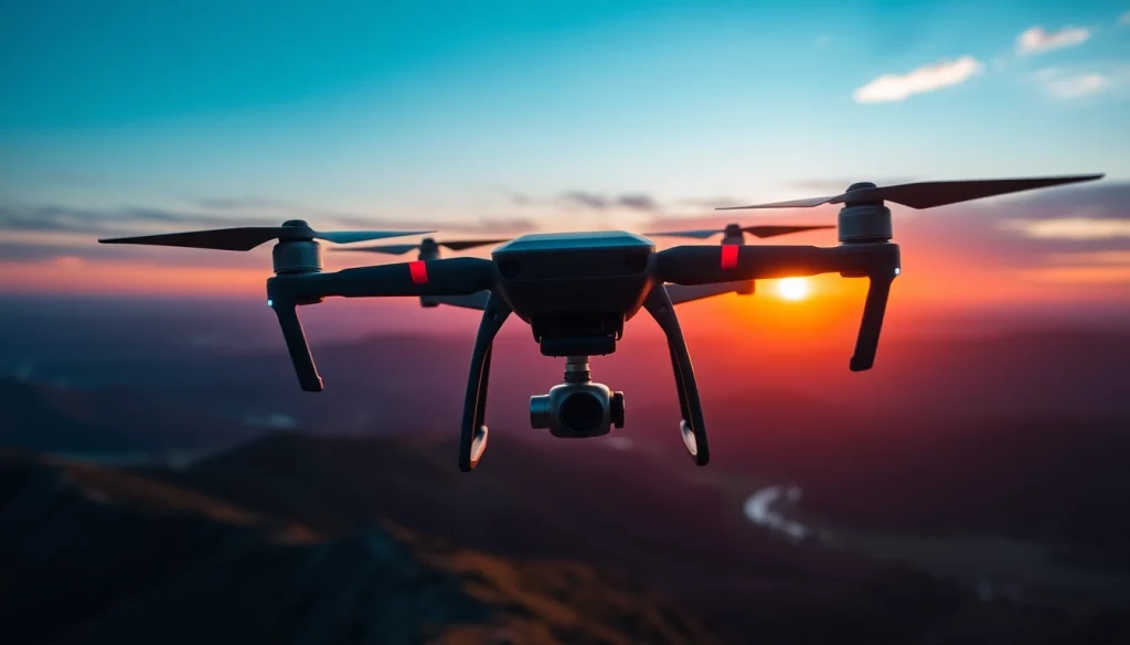 Learn how to start a drone photography business with a stunning drone capturing vibrant sunsets.