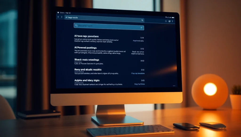 Enhance your experience with AI powered search results displayed on a modern computer interface.