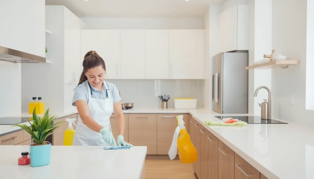 Move Out Cleaning Camarillo service team deeply cleaning a kitchen with bright, fresh elements.