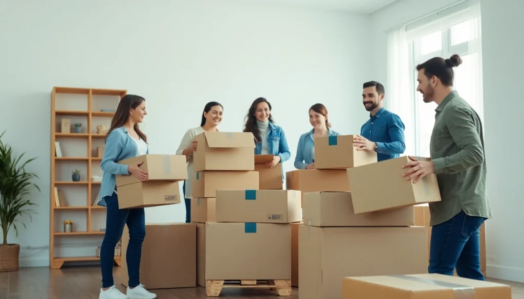 Umzugsfirma Erlangen efficiently packing during a local move in a well-lit home environment.