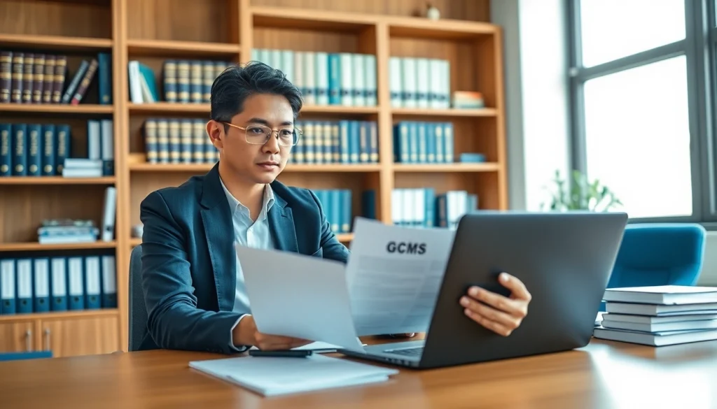 Get GCMS advice from a professional immigration consultant in a modern office.