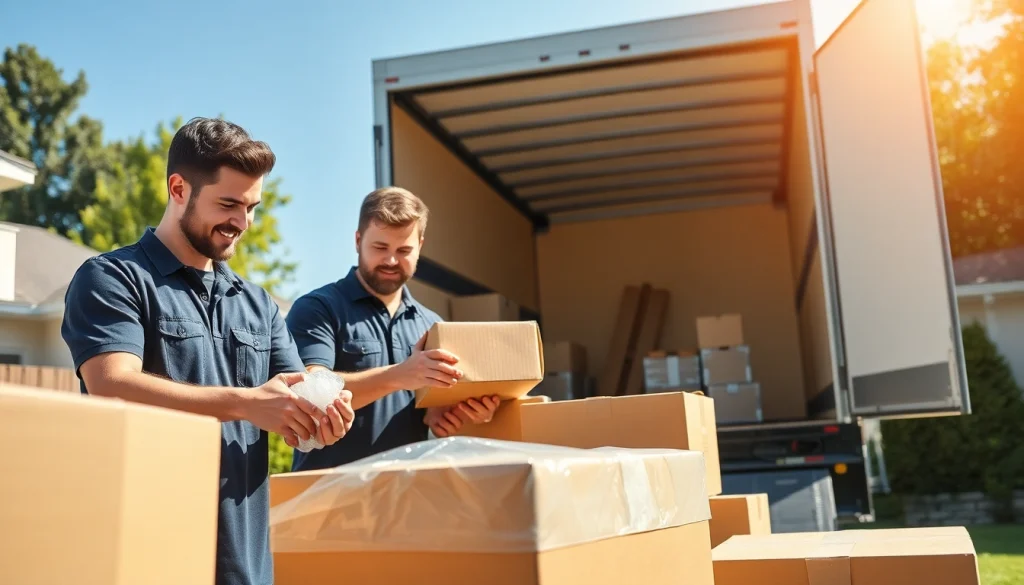 Canadian movers carefully packing items into a truck for a residential move