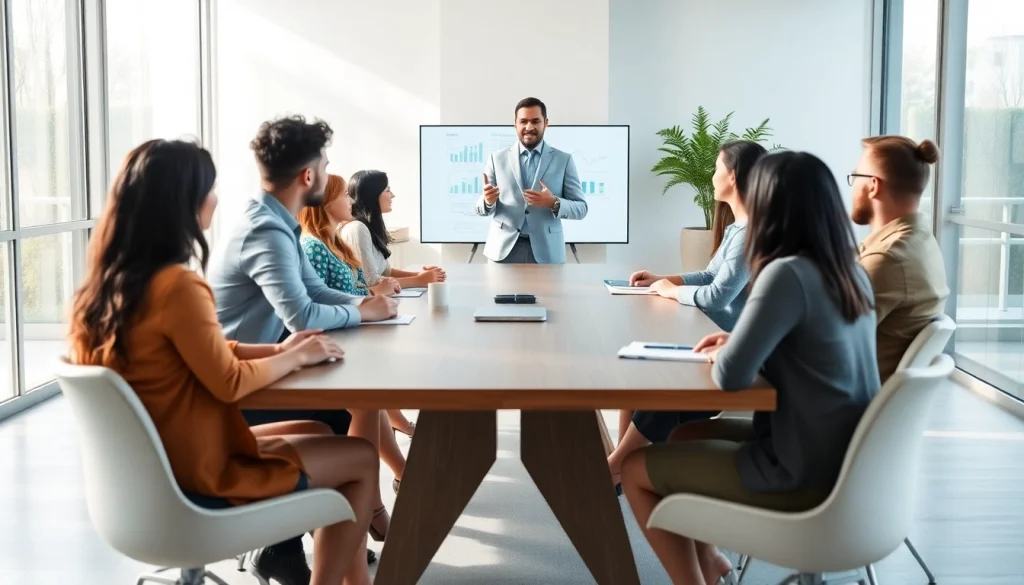 Engaged participants in a business coaching service session focused on growth and collaboration.