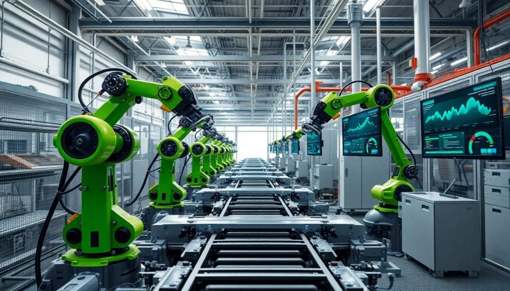 Streamlining business with process automation in a high-tech workspace featuring robotics.