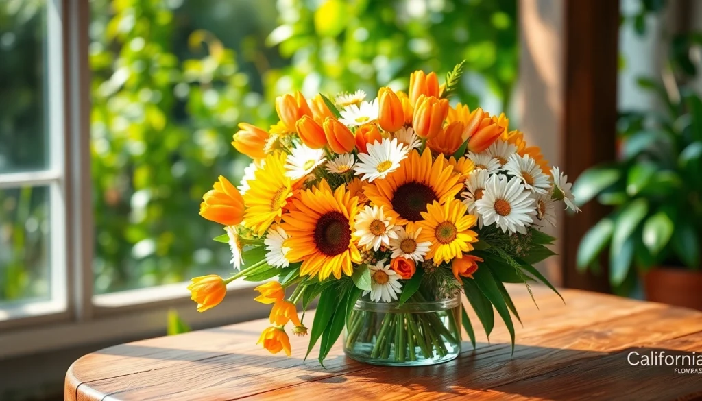 Create beautiful arrangements with Orange County flowers featuring colorful blooms and greenery.
