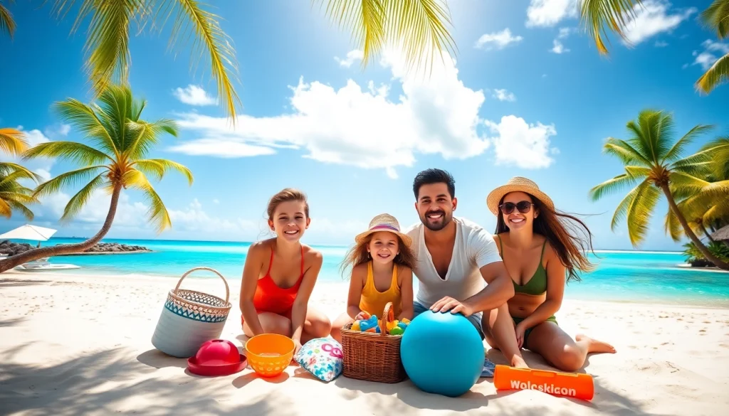 Experience Livingstone Vacations Bahamas Travel with a joyful family on a tropical beach.