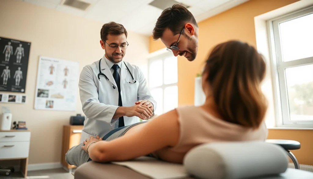 Chiropractor near me providing personalized care to a patient in a welcoming clinic.