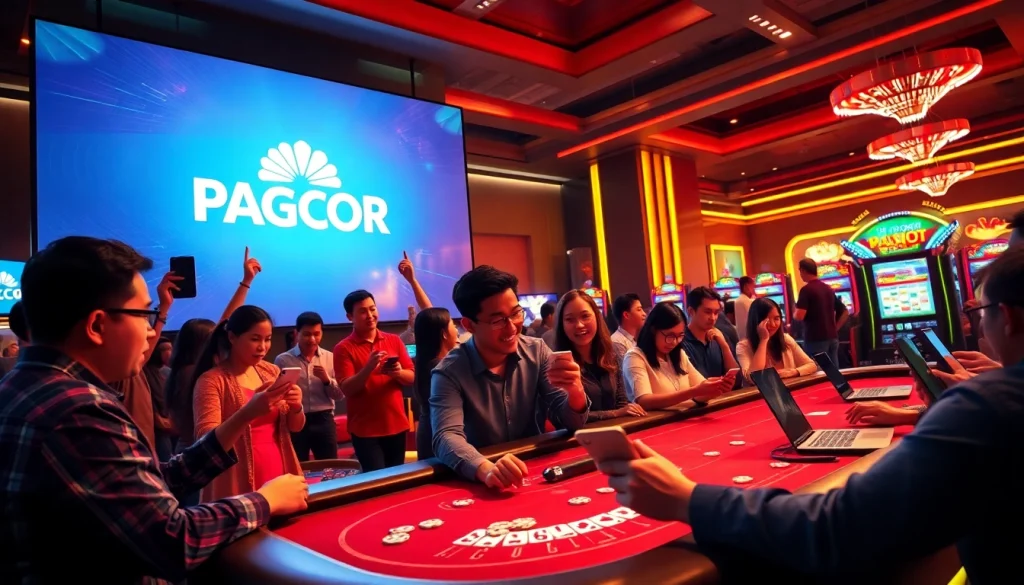 Experience the excitement of PAGCOR online casino with vibrant players engaging in games.