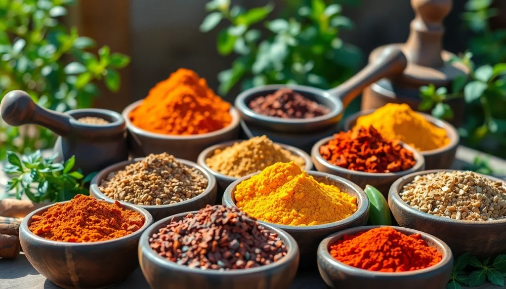 Explore the vibrant array of Single Origin Spices in rustic bowls, enhancing culinary adventures.