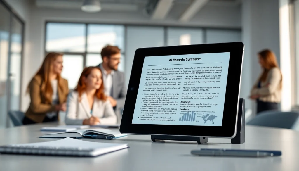Summarizing research with an AI summary of papers tool in a modern workspace.