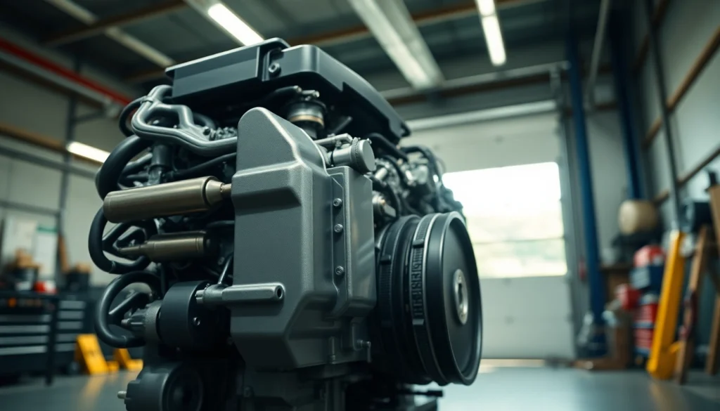 Cummins ISX engine for sale featured prominently, showcasing premium design and detailing in a garage setting.