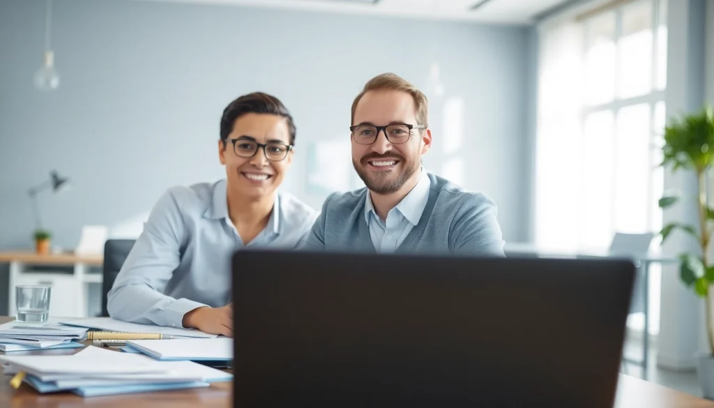 Facilitating ejari cancellation with a real estate agent in a professional office setting.