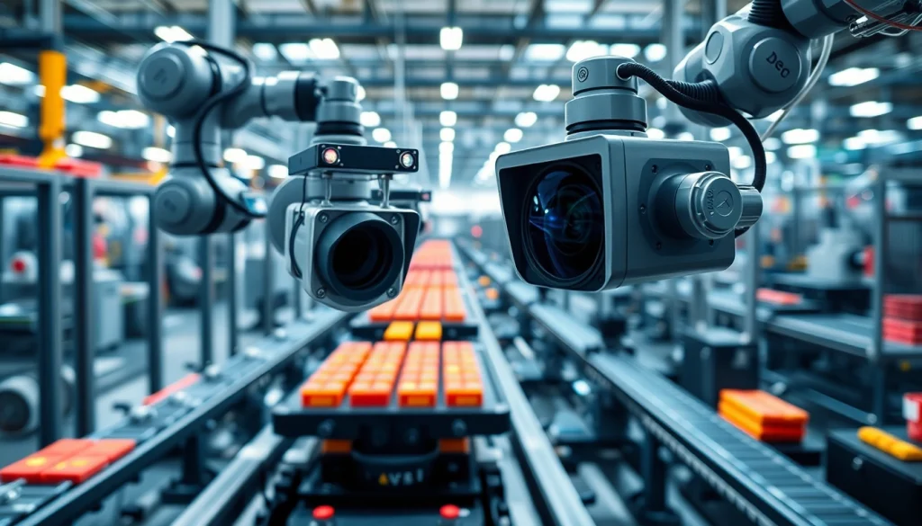 Machine vision system capturing quality control details in a modern industrial setting.