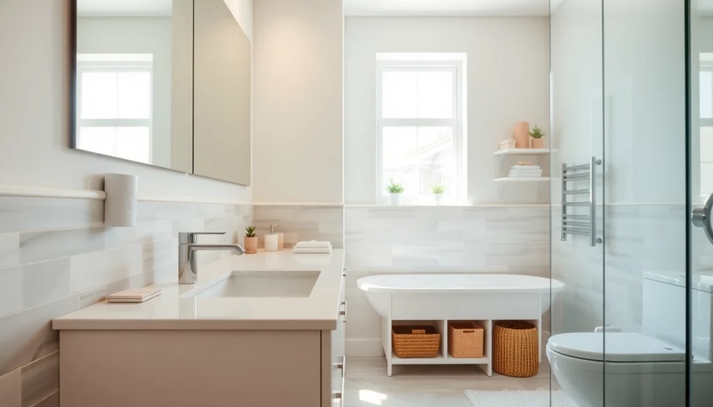 Transform an Affordable bathroom remodel with stylish fixtures and minimalist design in a bright setting.