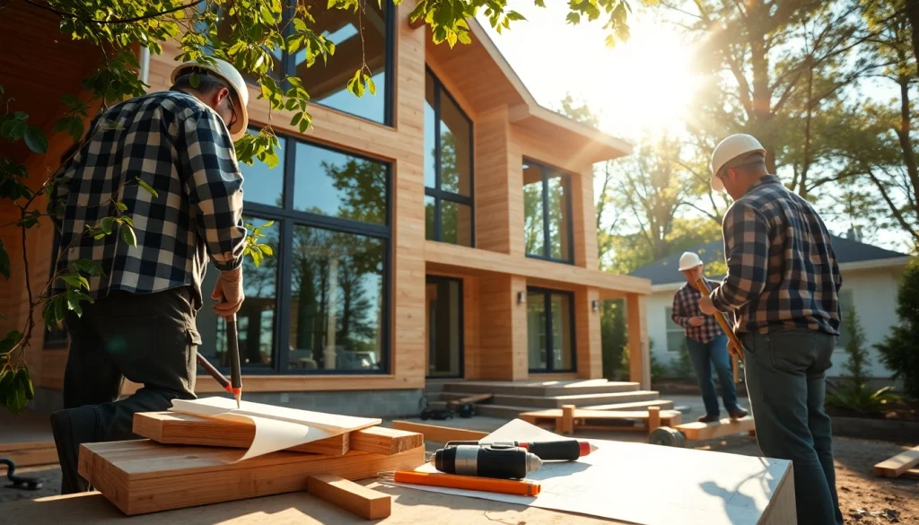 Skilled custom home builders near me constructing an elegant residential home with precision and care.