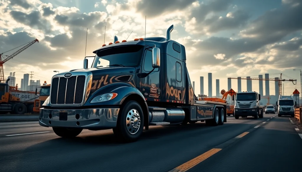 Affordable big rig towing company offering reliable services with a professional tow truck in action.