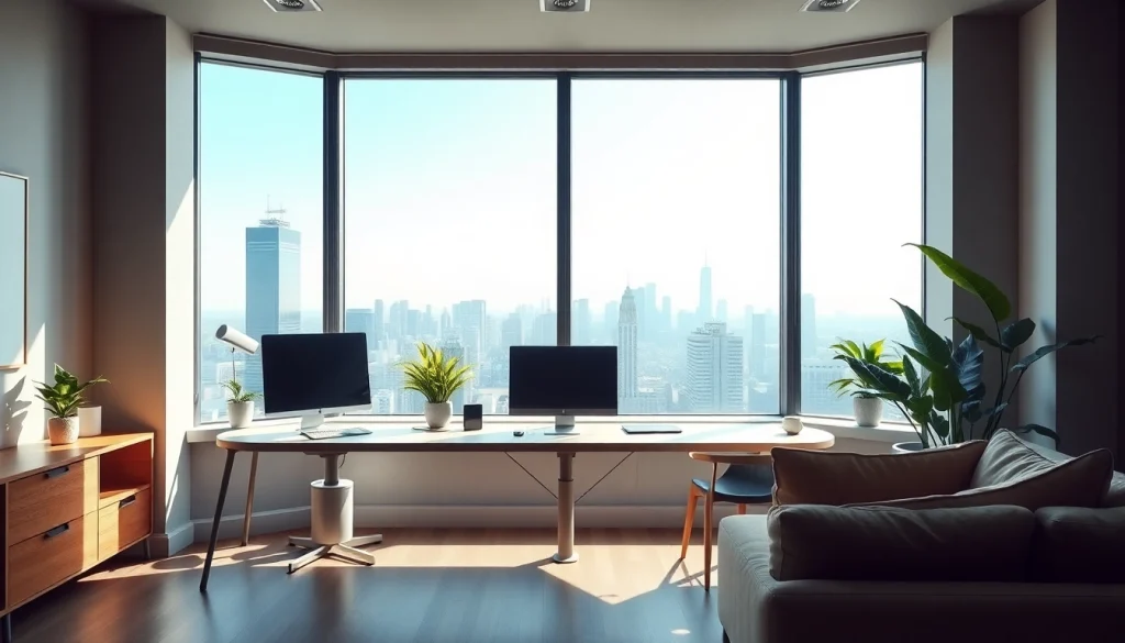 Setting of a professional workspace illustrating the concept of a virtual office address.