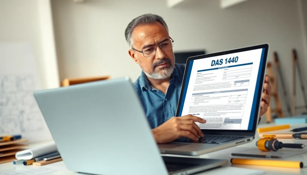 DAS 140 form being reviewed by a contractor to ensure public works compliance.