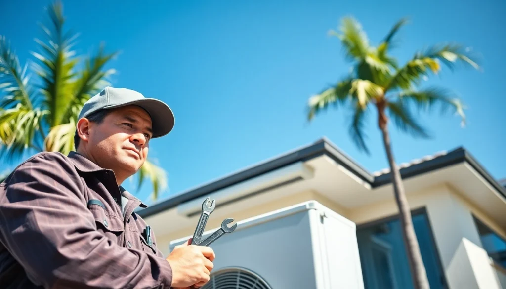 Los Angeles HVAC services with professional technician examining air conditioning unit outdoors.