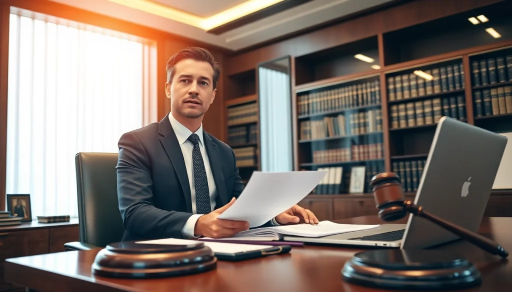 Engage with a Fraud Defense Attorney Chennai, expert discussing legal strategies confidently in an elegant office.