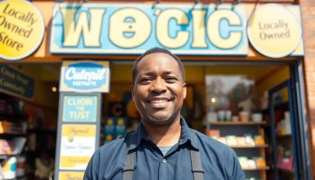 Locally owned store owner showcasing commitment to community and vibrant storefront in Detroit