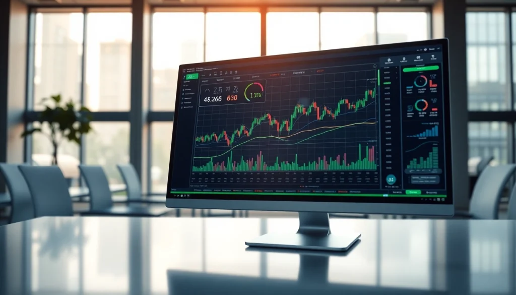 Engaged user analyzing ai trading data on a high-tech computer interface