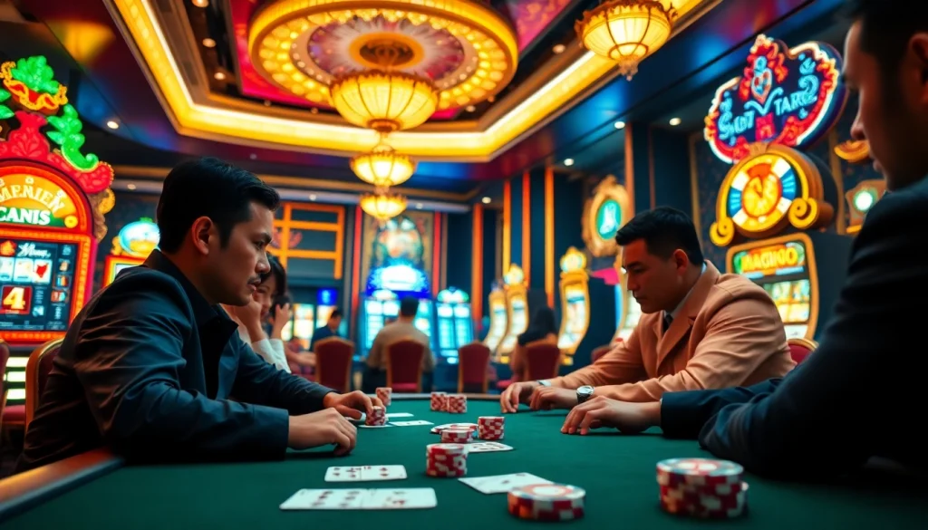 Melihat hasil hasil taruhan di Macau saat permainan poker tingkat tinggi berlangsung.