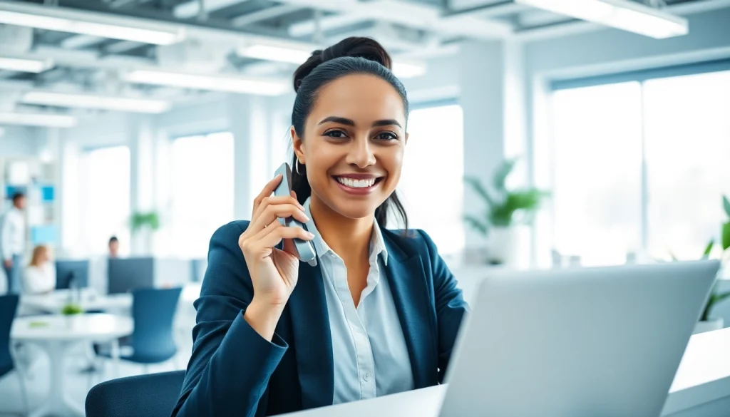 Promote Virtual Answer Service with a professional receptionist engaging with clients.