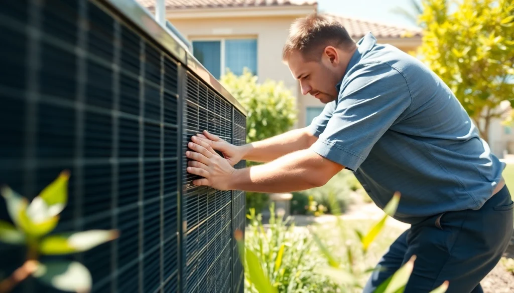 Expert AC repair technician working on an air conditioning unit in Glendale AZ.