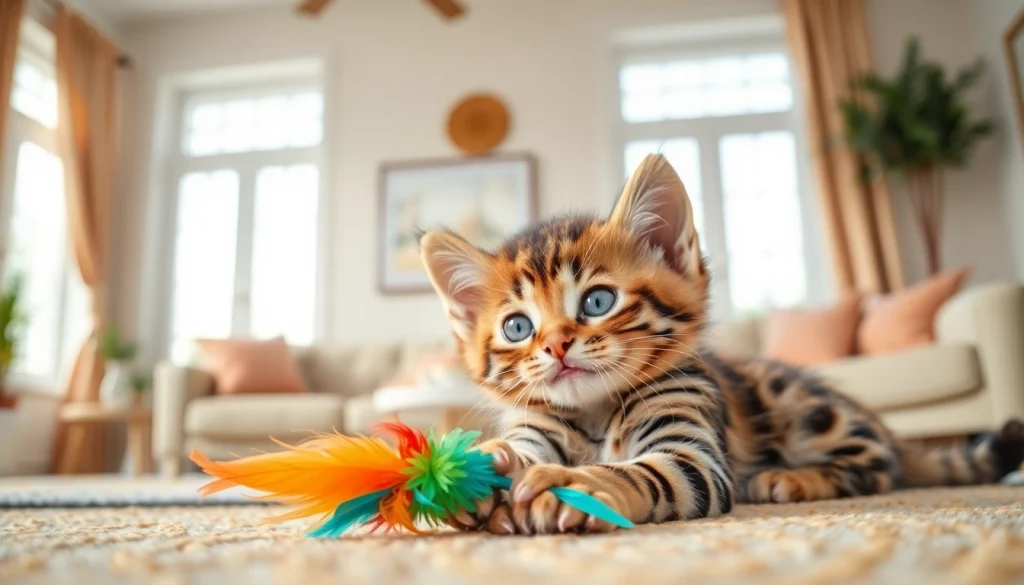 Playful Bengal Kittens for Sale in a vibrant living room, showcasing their adorable features.