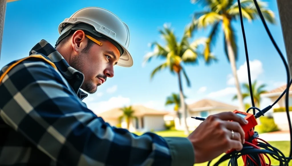 Experienced Electrical Contractor Clearwater performing wiring work in a residential setting.
