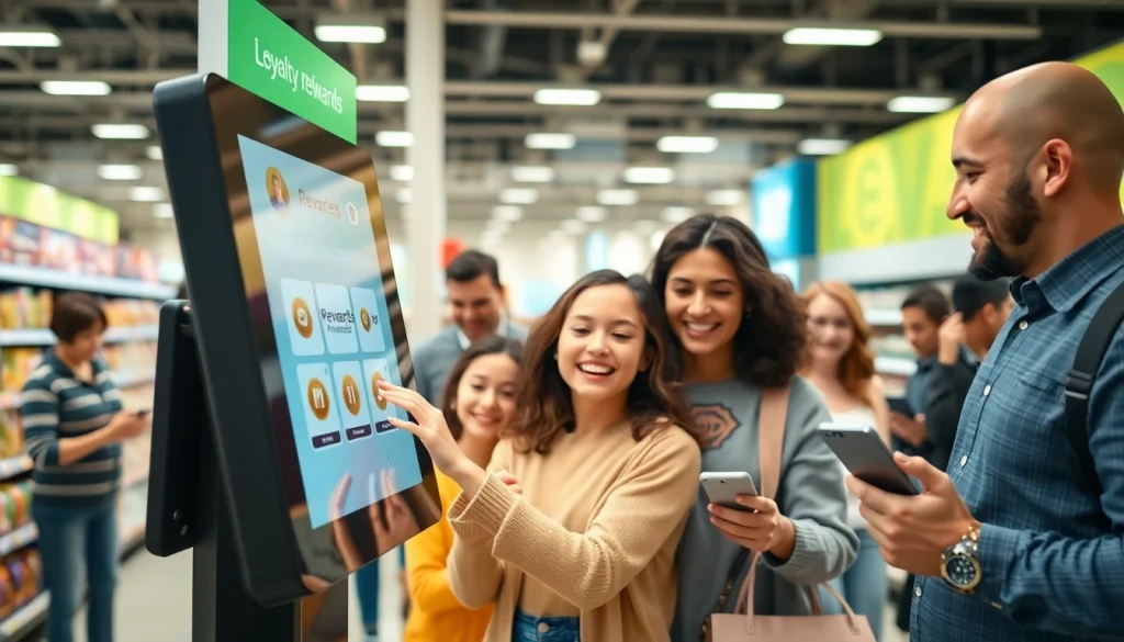 Customers interacting with Customer Loyalty Software, showcasing engagement and satisfaction in a retail environment.