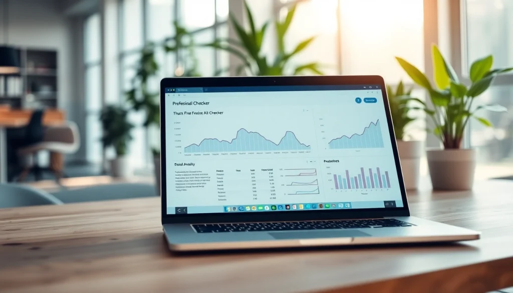 Analyze text with an AI checker tool displayed on a modern laptop screen.