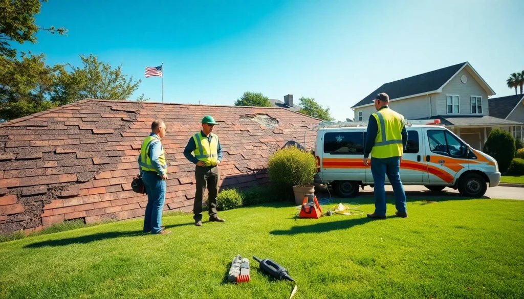 Emergency roof repair Texas team responding to storm damage, showcasing their prompt service.