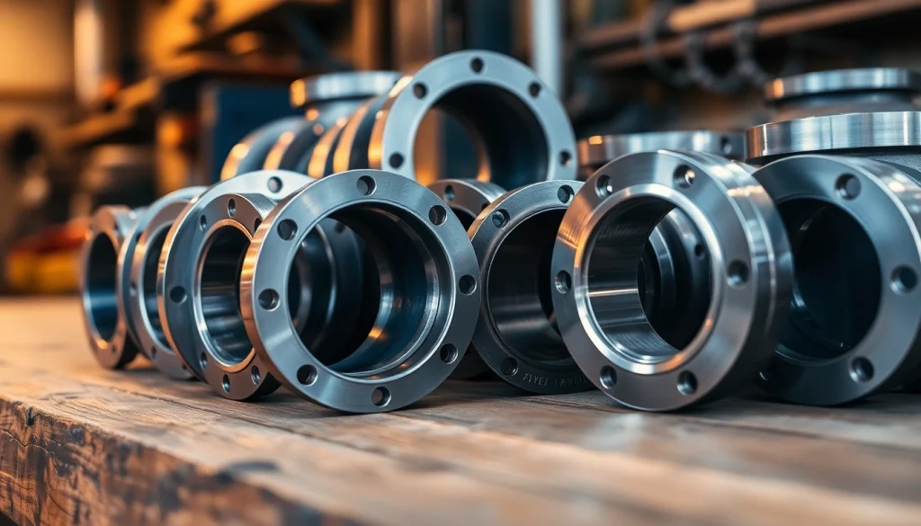 Inspecting pipe flanges showcasing distinct features and metallic finish to ensure quality.