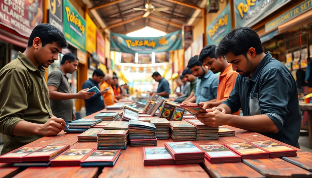 Engaging scene of Pokémon TCG India collectors exploring vibrant cards and boosters.