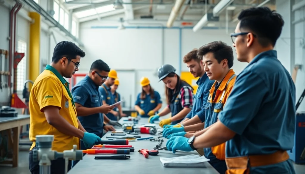 Students learning at trade schools in Hawaii engage in hands-on training in a modern workshop.