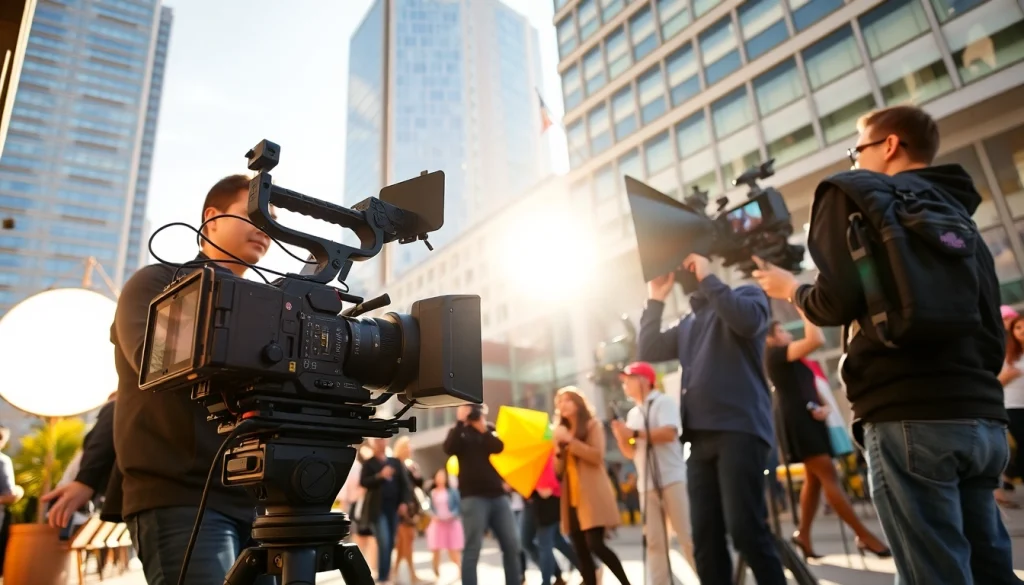 Capturing Creative Video Shoots Toronto in a vibrant urban setting with professional videographer at work.
