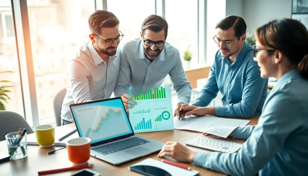 Generate ai prompts for competitor analysis while team collaborates in a modern office.