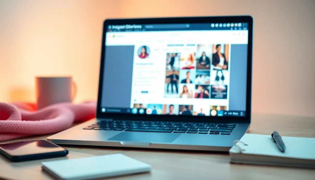 View Instagram stories anonymously on a laptop showcasing Instagram's interface