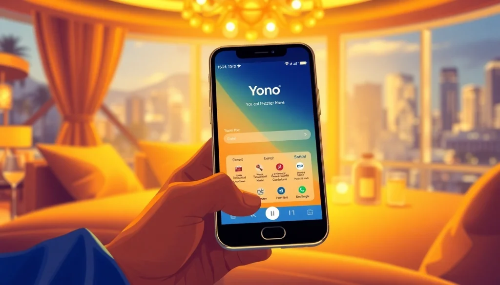 Engage with the Yono vip app interface on a luxury smartphone showcasing premium features.