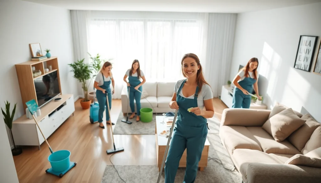 Städ i Halmstad med professionella städare som arbetar i ett rent hem.