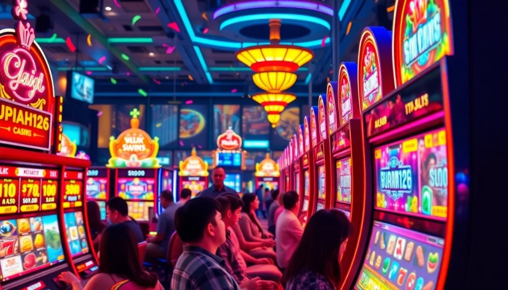 Menangkan permainan slot rupiah126 dengan desain mesin yang menarik dan suasana kasino yang hidup.