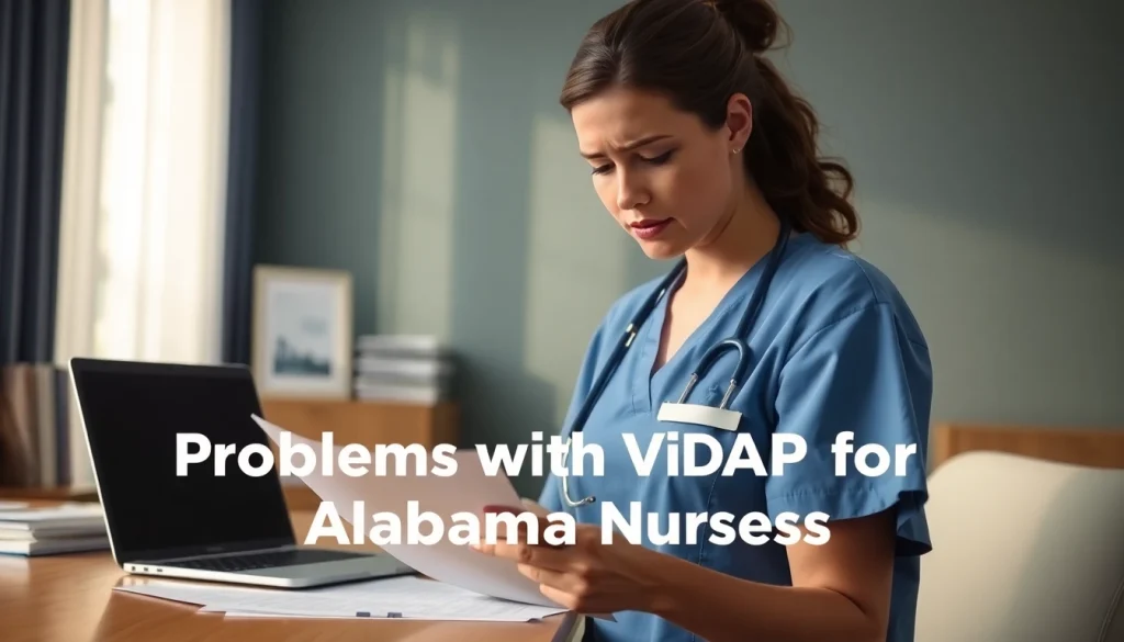 Highlighting Problems with VDAP for Alabama Nurses in a nurse's concerned expression during a review.
