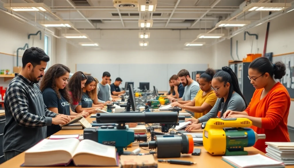 Students at a trade school Tennessee engaging in practical learning activities.