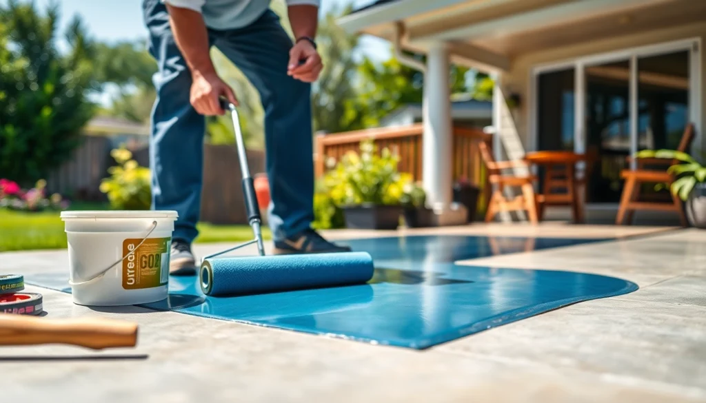 Transform your outdoor space with patio coatings expertly applied, highlighting texture and vibrancy in a summer setting.