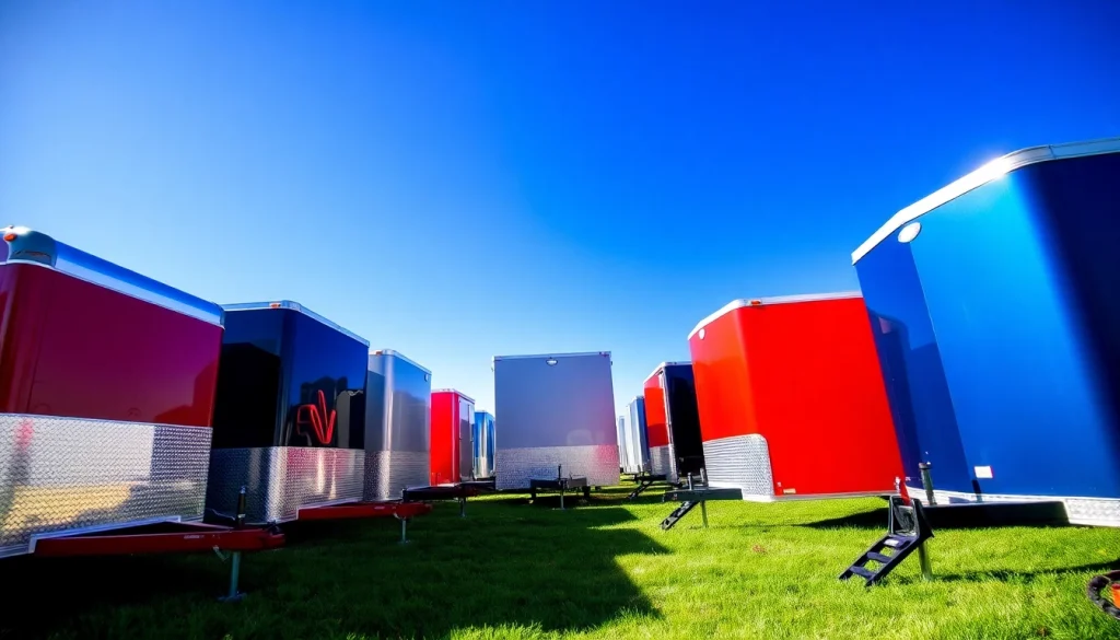 Cargo Trailers displayed in a sunny outdoor setting highlighting their variety and features.