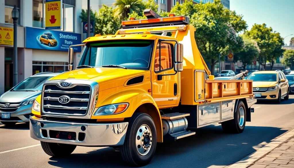 Tow Truck Service in Toronto assisting vehicles on a busy city street with surrounding traffic.