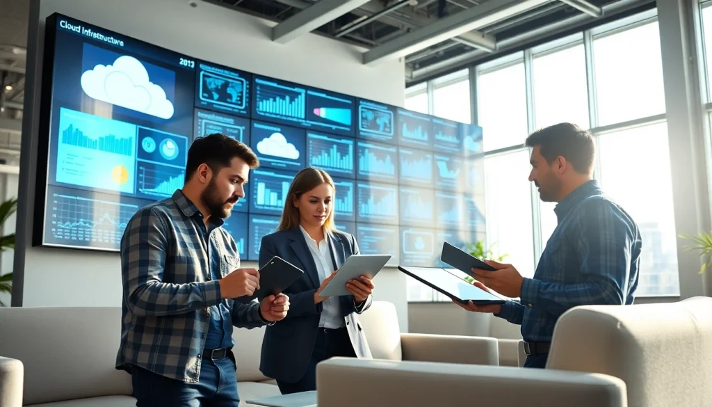 Enhance cloud infrastructure and DevOps services collaboration in a modern office setting.
